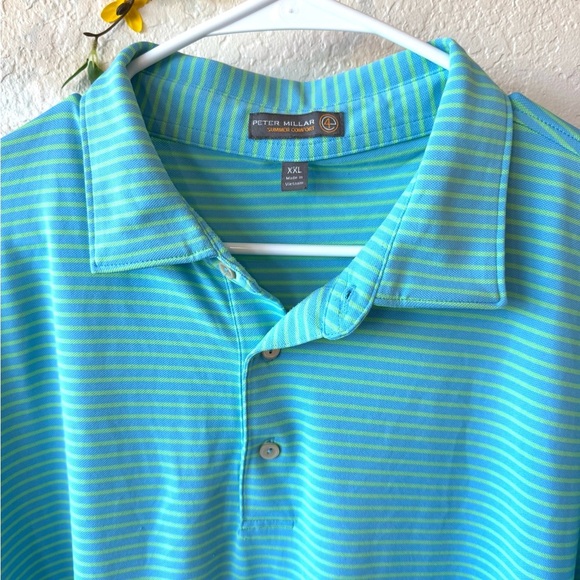 Peter Millar Other - Peter Millar Summer Comfort Light Blue Striped Polo Shirt Sz 2XL